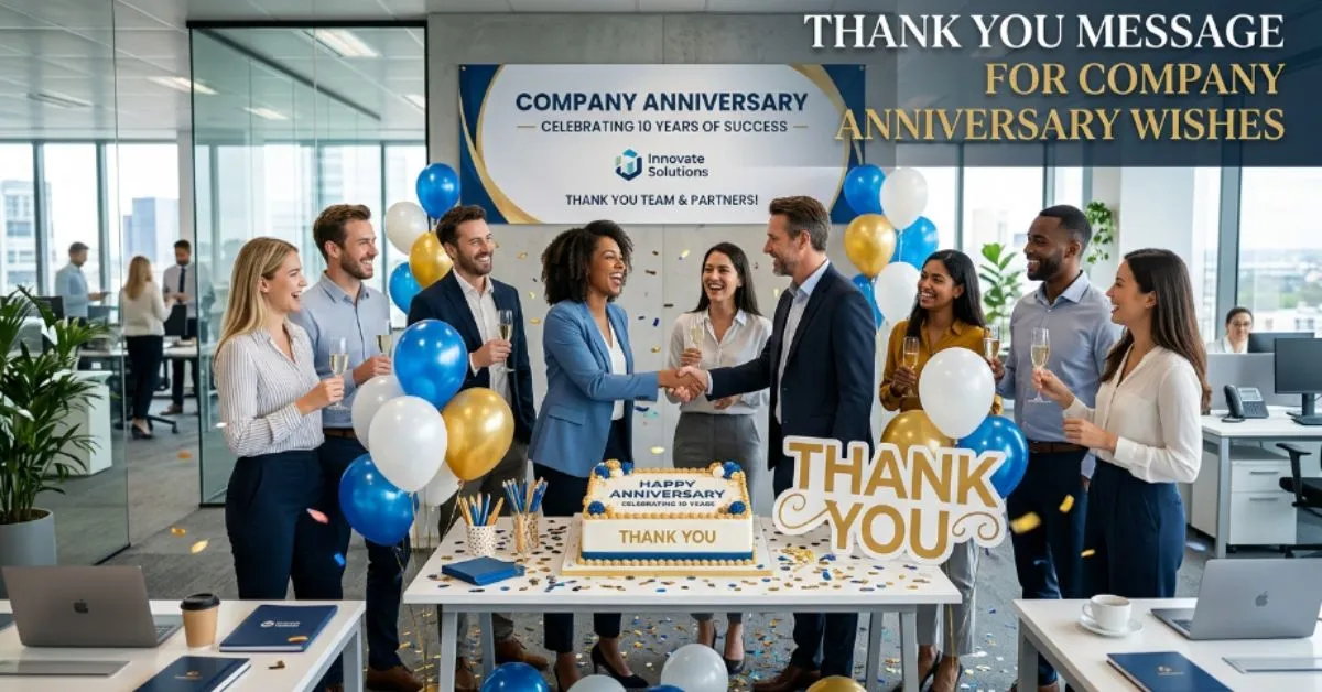 Thank You Message for Company Anniversary Wishes
